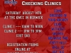 Checking Clinics on August 14th at the KMCC