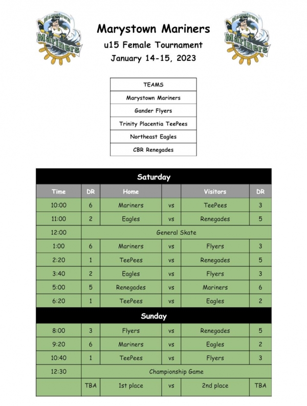 January 14-15 Weekend and U15F Hosting!