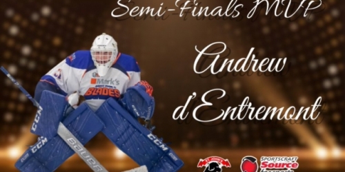 With 4 wins, a shutout, 0.938 SV%, and 1.75 GAA, Andrew d’Entremont of the Mount Pearl Blades has been named one of the...