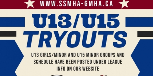 U13/U15 Tryout Schedule  U15 Minor Tryout...