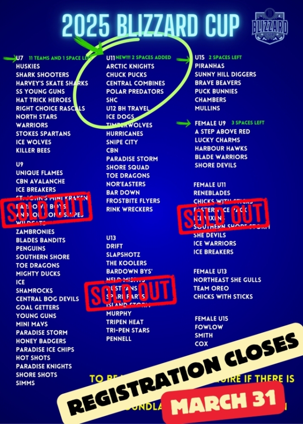 REGISTRATION DEADLINE - Mar 31