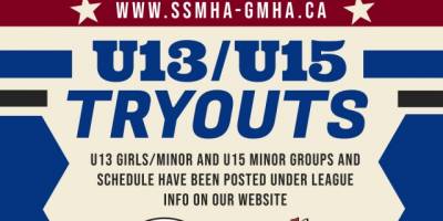 U13/U15 Tryout Schedule  U15 Minor Tryout groups and...