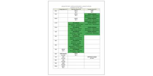 Please see the attached schedules for this weekend. There will be a U9 Jamboree on Saturday and Timbits Jamboree on Sunday. Good...