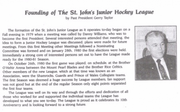 Founding of The St.Johnâ€™s Junior Hockey League