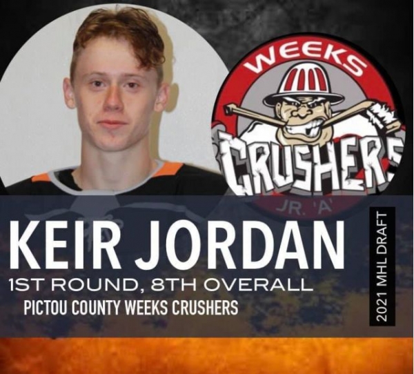 Pictou County Weeks Junior A Crushers select defenseman Kier Jordan
